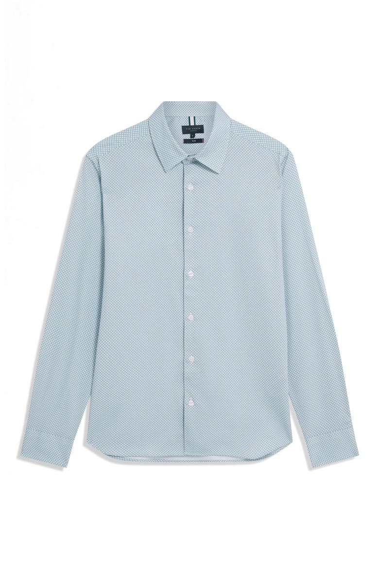 Olweno Slim Fit Microprint Stretch Cotton Button-Up Shirt, Alternate, color, LIGHT BLUE