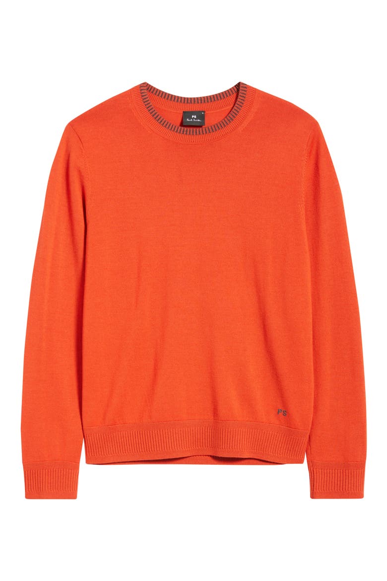 Merino Wool Crewneck Sweater, Alternate, color, CORAL RED
