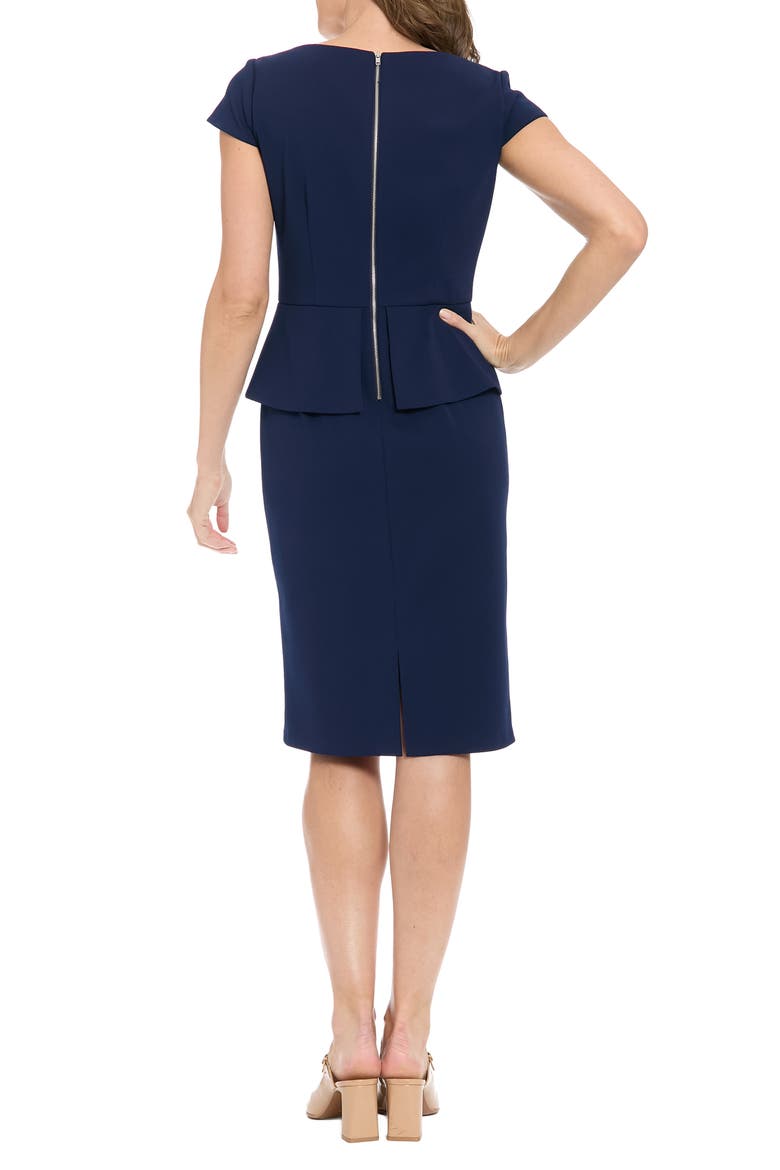 Cap Sleeve Peplum Sheath Dress, Alternate, color, MARITIME NAVY