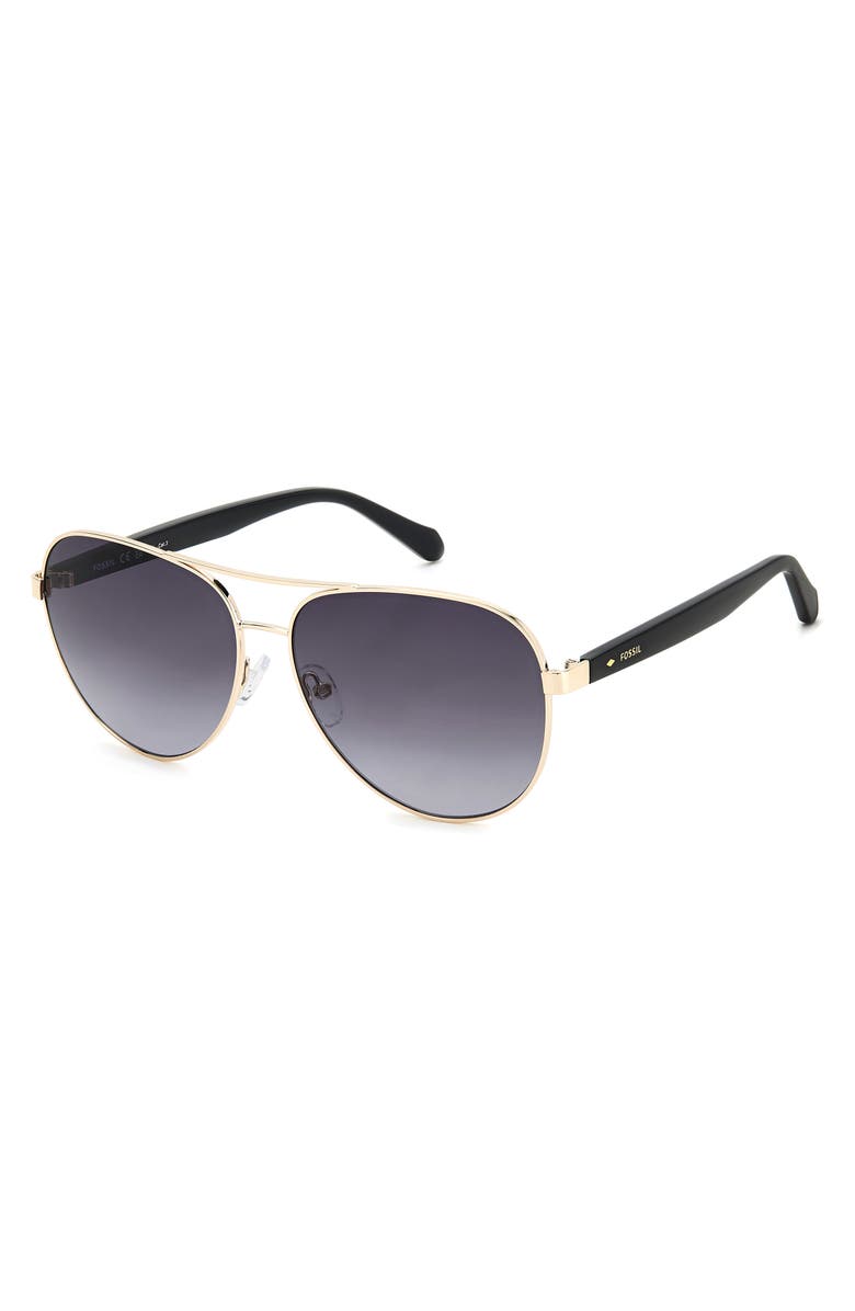 Fossil 60mm Aviator Sunglasses, Alternate, color, Light Gold
