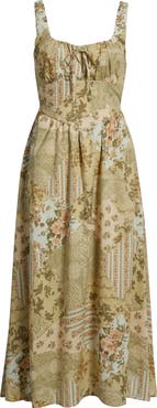 Blu Pepper Milkmaid Print Sleeveless Maxi Dress