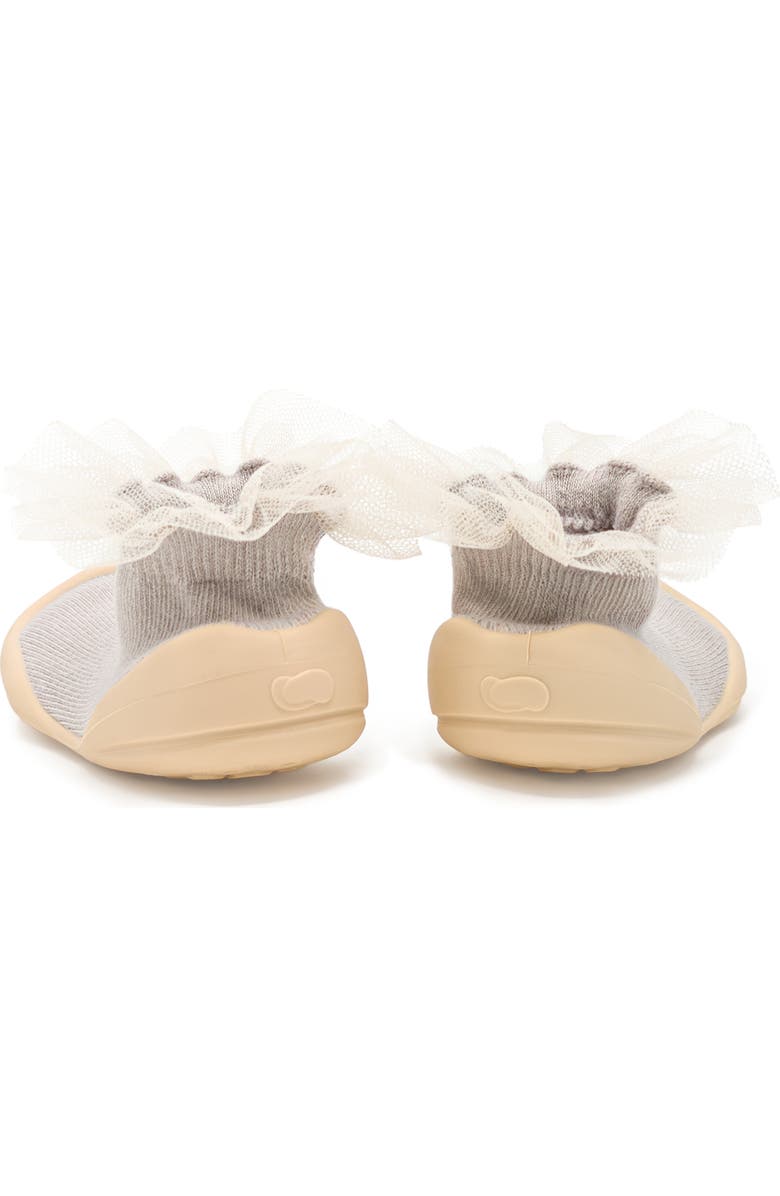 Komuello Toddler Girl Sock Shoes Tulle Trim - Pink, Alternate, color, Beige