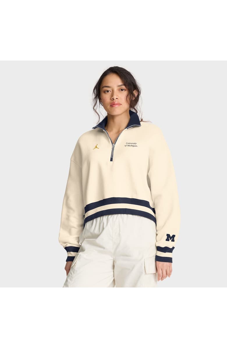 Jordan Brand Women's Jordan Brand Tan Michigan Wolverines Legacy Half-Zip Sweatshirt, Main, color, Tan
