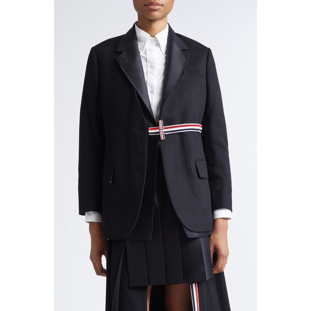 Thom Browne Cashmere-silk Narrow Shoulder 2-in-1 Sportcoat In Black
