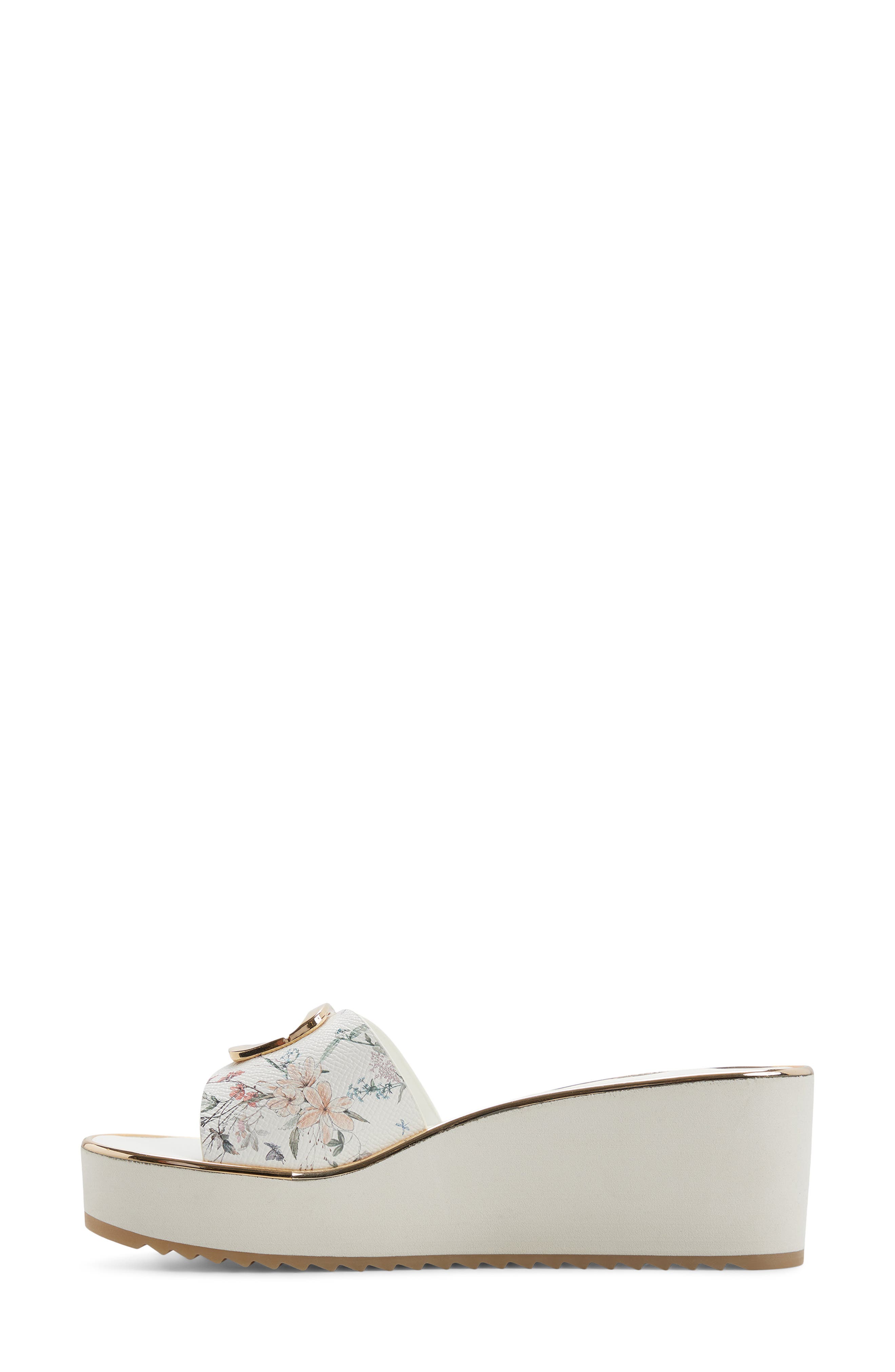 ALDO Menhaden Platform Wedge Slide Sandal, Alternate, color, White Multi