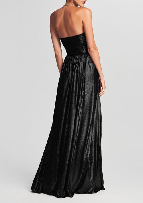 Retroféte Waldorf Pleated Split-leg Maxi Dress In Black