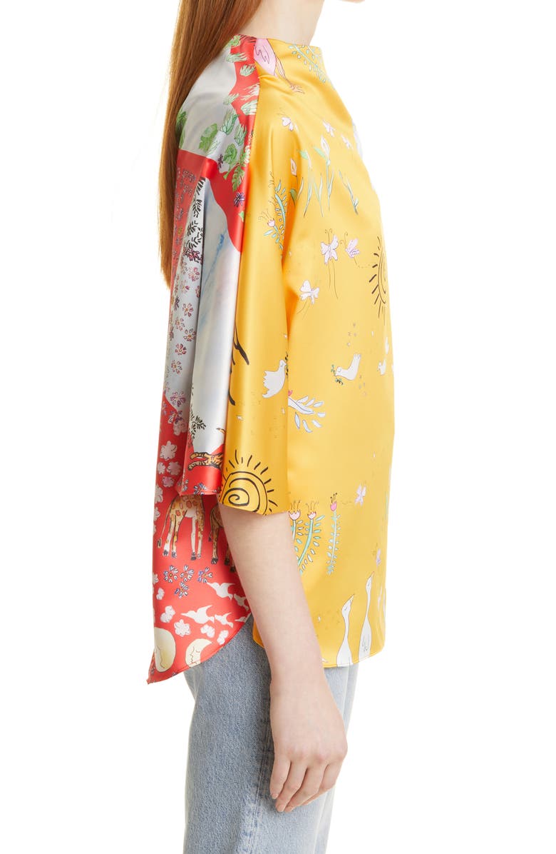 Dauphinette Floatkerchief Mixed Print Top, Alternate, color, 