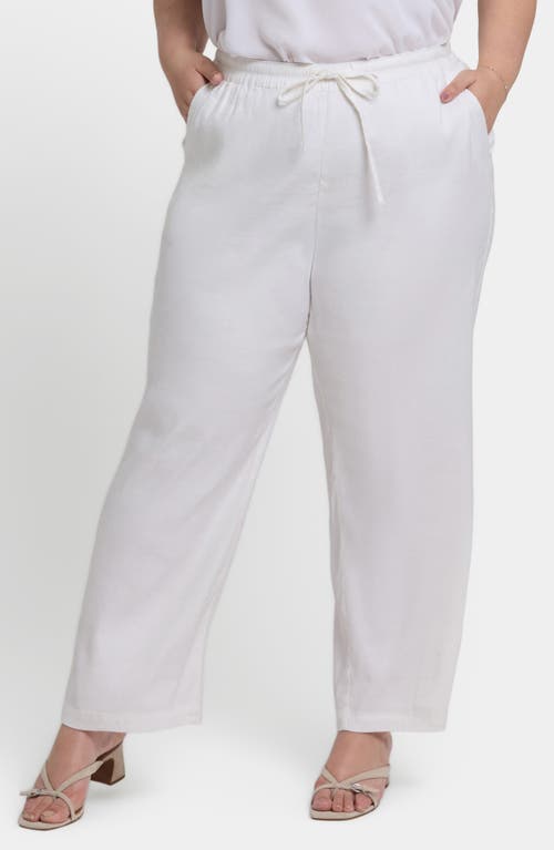 Nydj Drawstring Relaxed Fit Linen Blend Pants In White