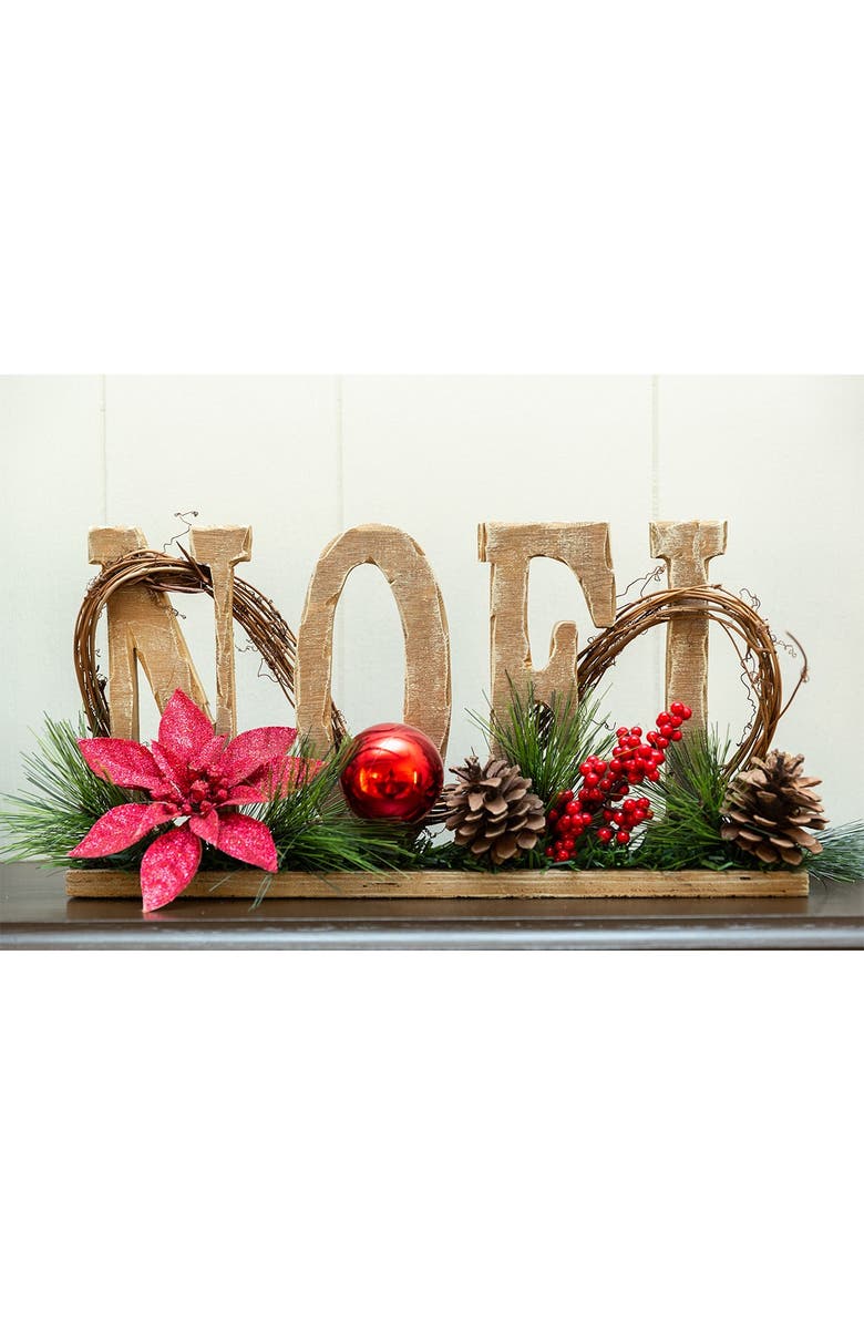 FLORA BUNDA 17" Wood Noel Floral Sign, Alternate, color, Natural