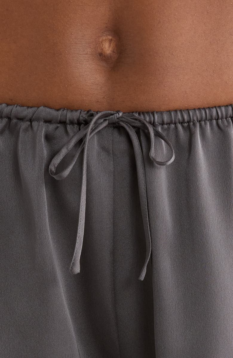 MANGO Satin Drawstring Pajama Shorts, Alternate, color, Dark Grey