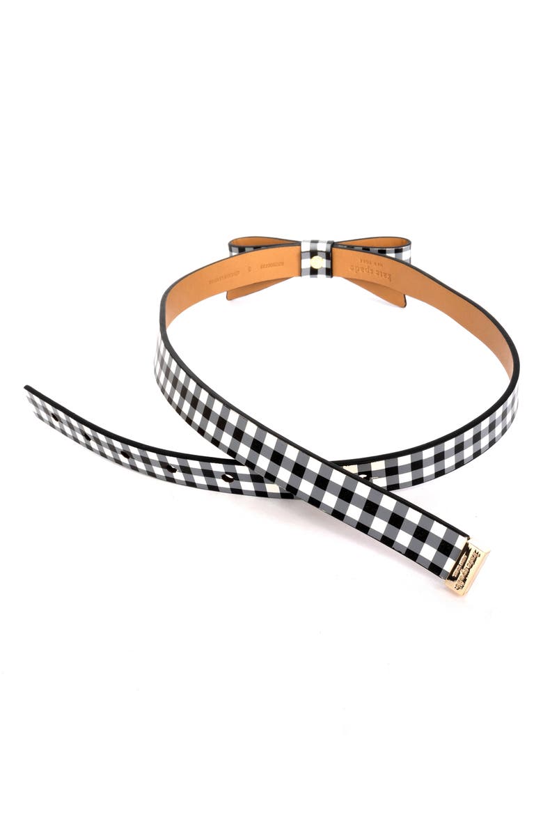 Kate Spade New York gingham bow belt, Alternate, color, Black