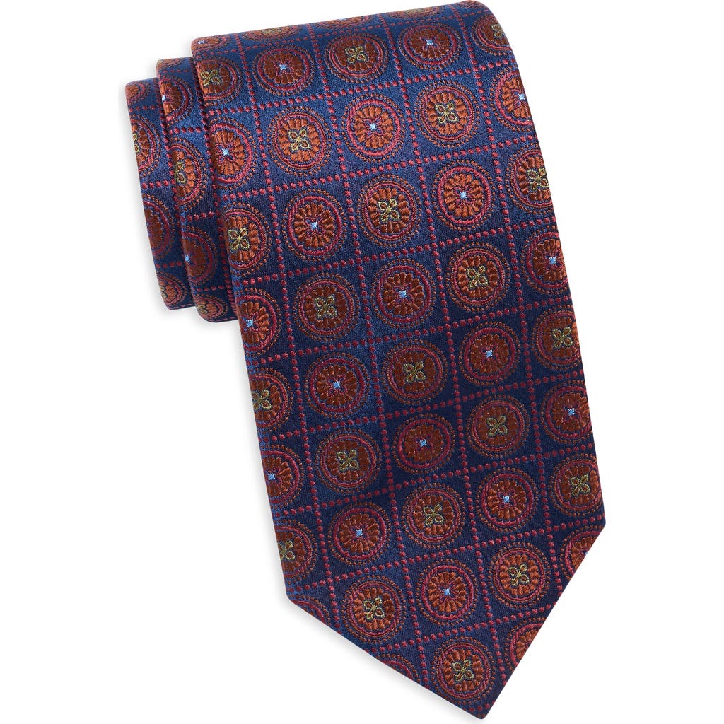 Duchamp Medallion Silk Jacquard Tie In Blue