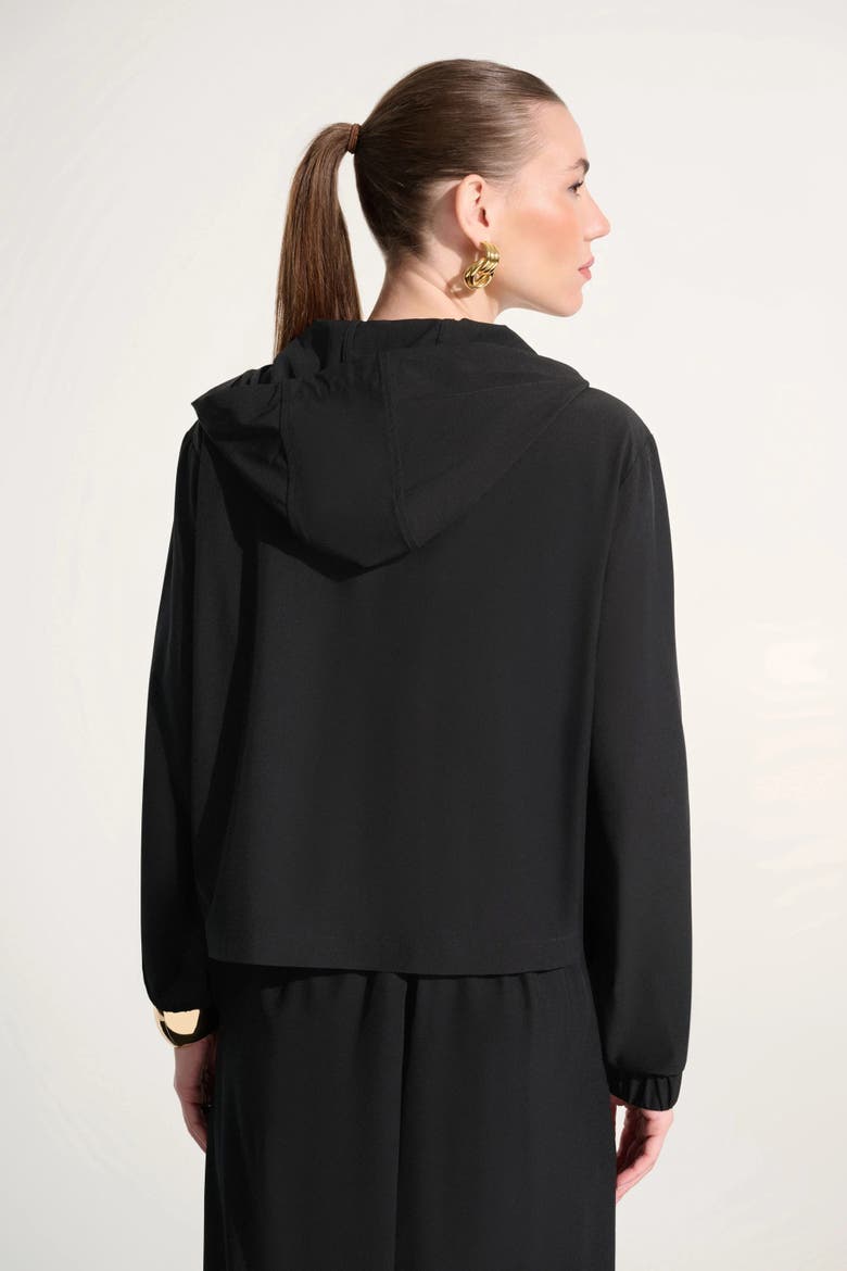 Stretch Woven Hooded Boxy Utility Jacket, Alternate, color, Black