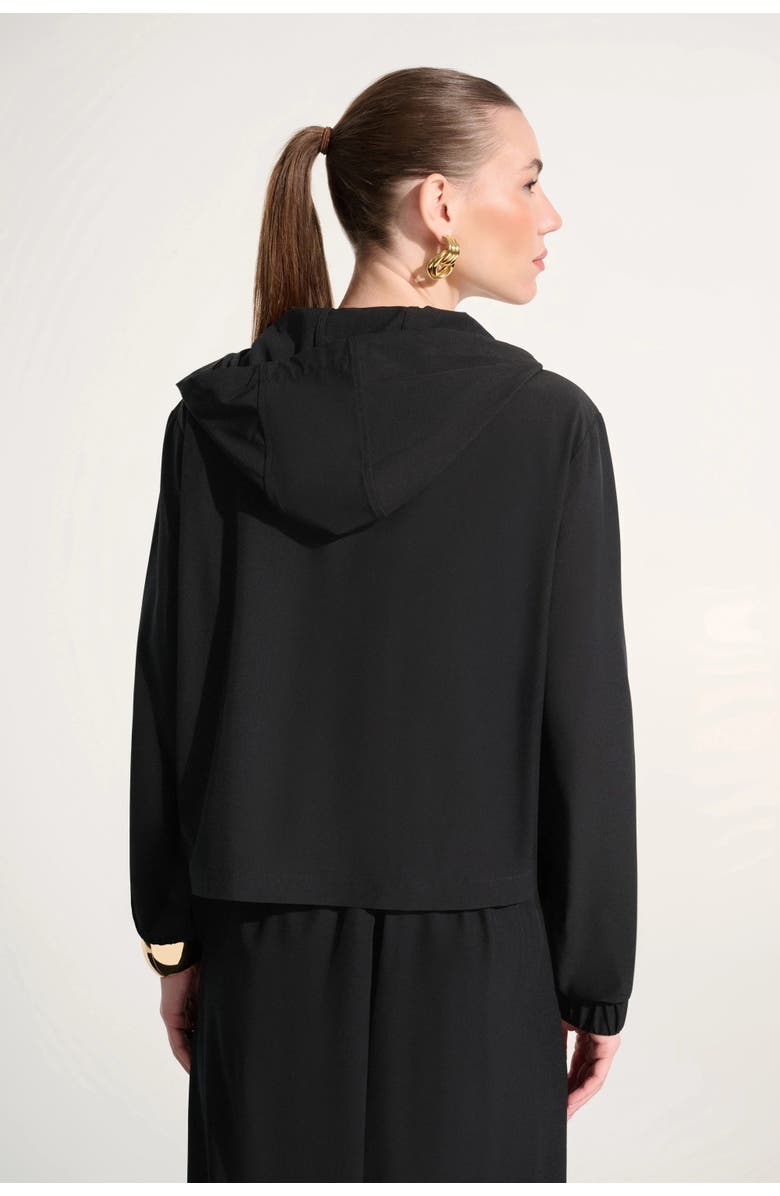 JOSEPH RIBKOFF Stretch Woven Hooded Boxy Utility Jacket, Alternate, color, Black