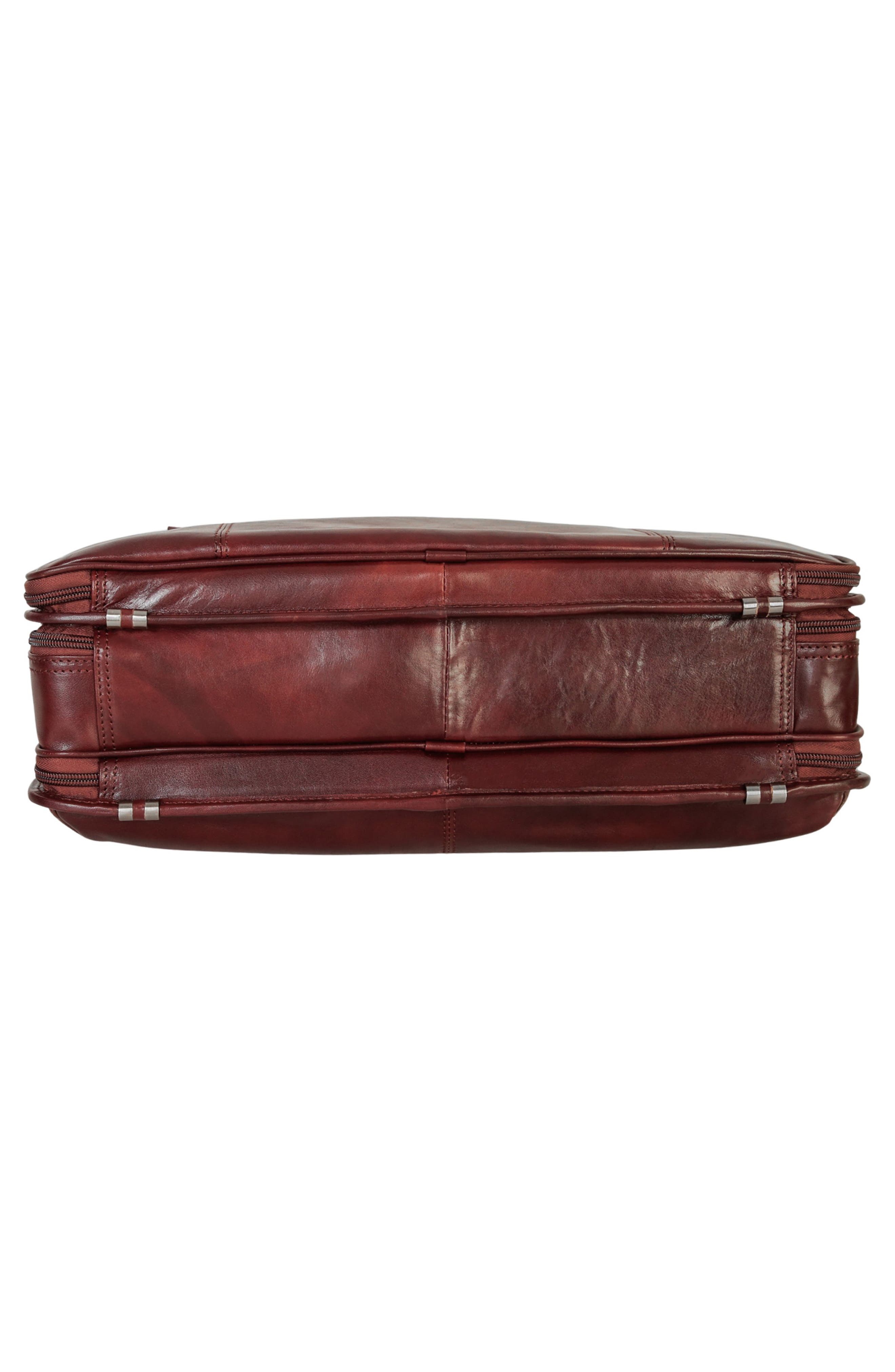 Double Compartment Leather Briefcase, Alternate, color, BROWN
