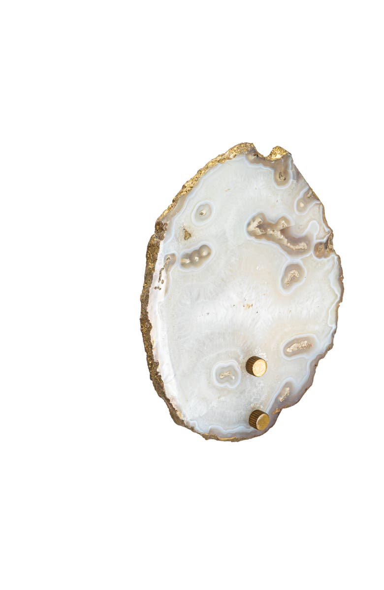 Storied Home 6 Inches Agate and Metal Wall Lamp with Inline Switch for 40 Watts Bulb Maximum, Main, color, Natural