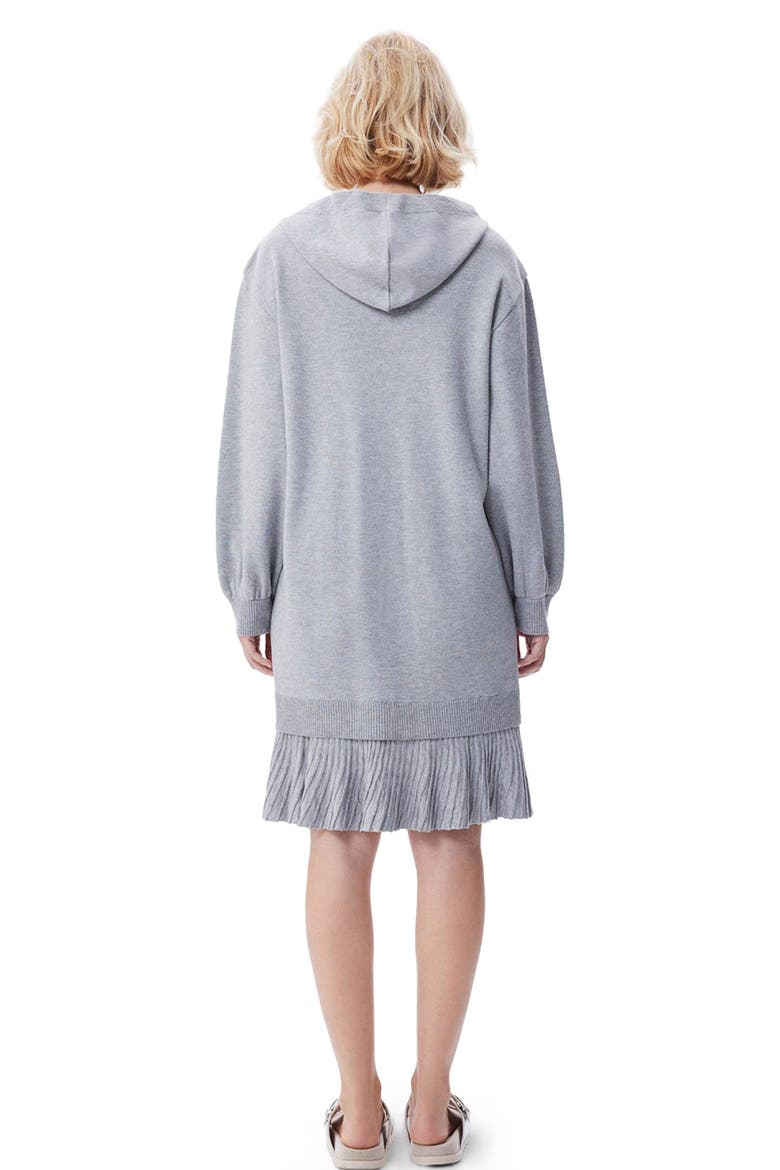 Nomia Pleated Hem Hoodie Dress, Alternate, color, Heather Grey