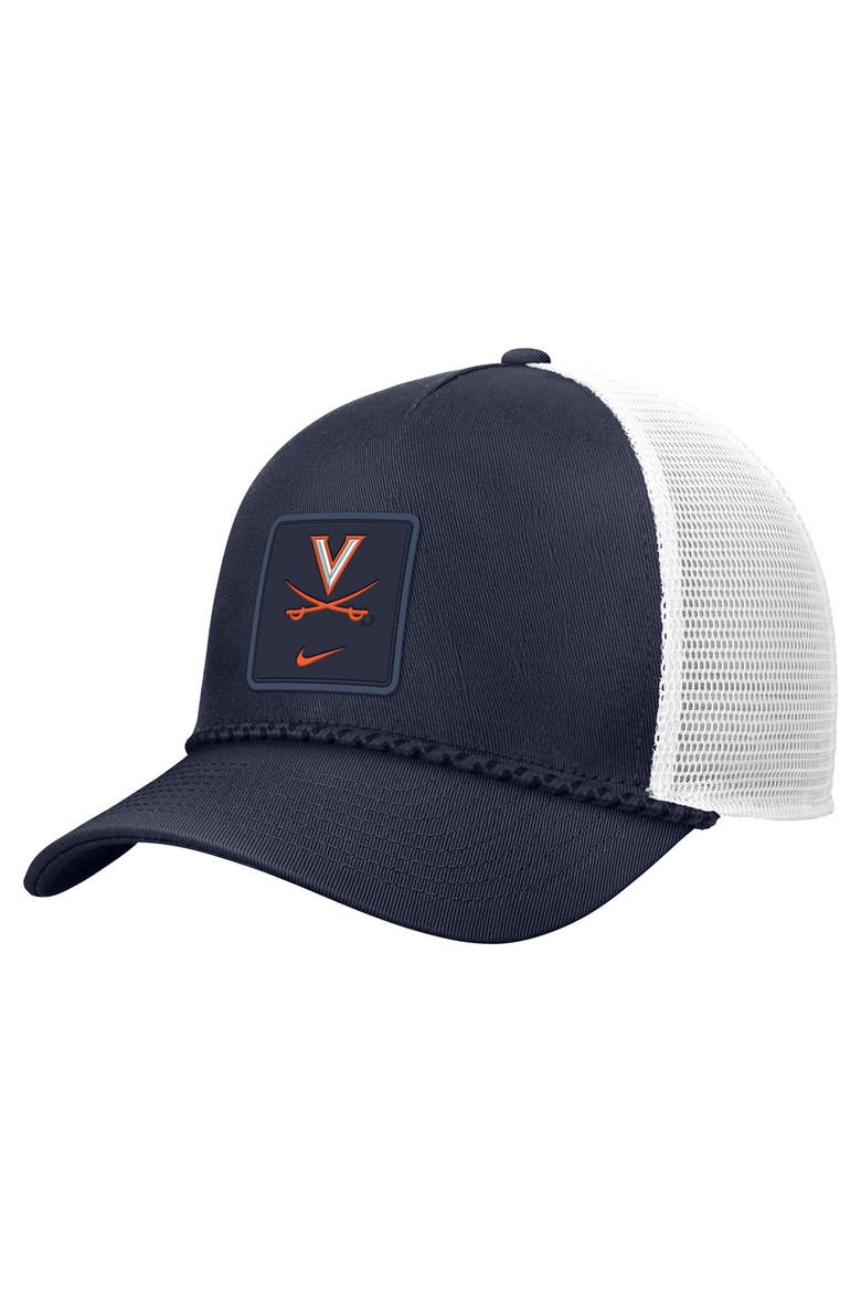 Men's Nike Navy Virginia Cavaliers 2026 On-Field Rope Adjustable Trucker Hat, Main, color, Navy