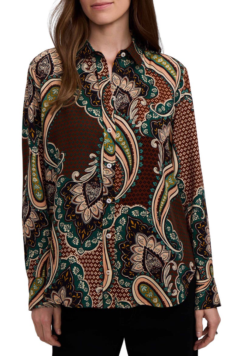 Meghan Paisley Print Button-Up Shirt, Main, color, RED/ MULTI