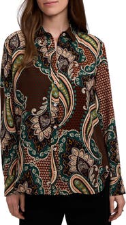 Foxcroft Meghan Paisley Print Button-Up Shirt