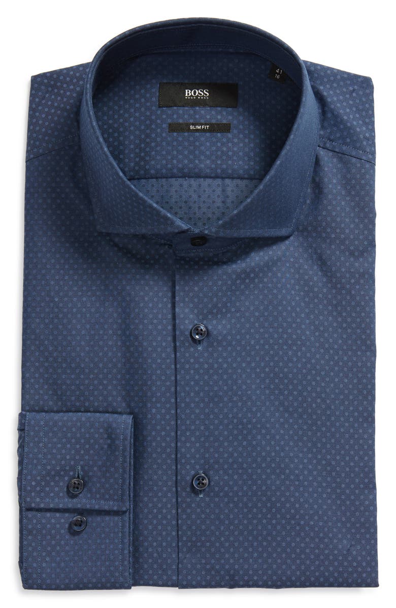 BOSS Jason Slim Fit Microdot Dress Shirt, Main, color, 