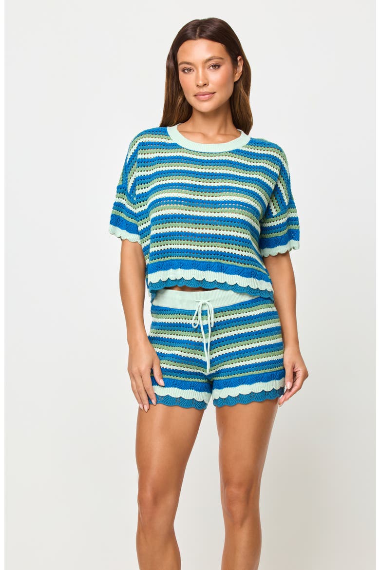 Seas the Day Crochet Shorts, Alternate, color, TROPICOAST STRIPE