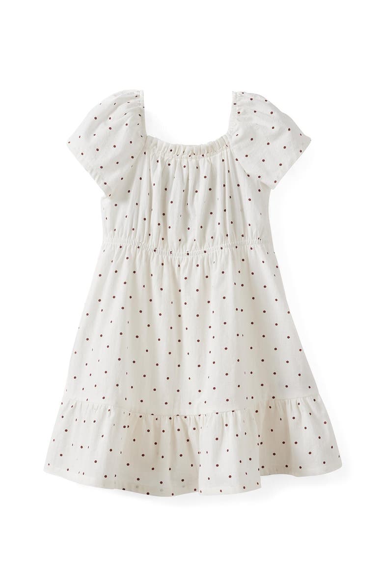 Cotton On Kids Kid's Penelope Short Sleeve Dress, Main, color, Dark Vanilla Bordeaux Spot