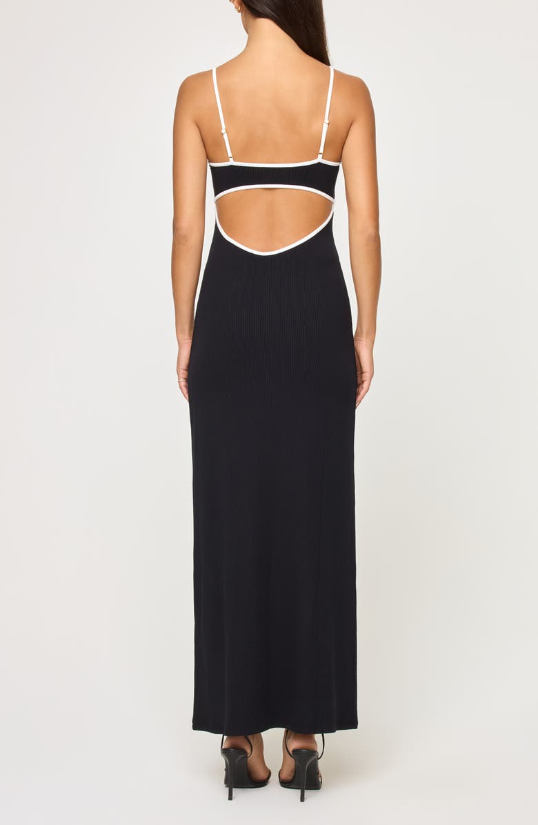 LSPACE Jordana Rib Cover-Up Maxi Dress, Alternate, color, Black / Cream