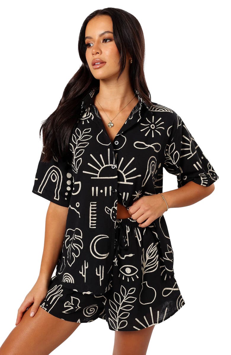 Petal & Pup Isabella Two-Piece Cotton Button-Up Shirt & Shorts Set, Alternate, color, 