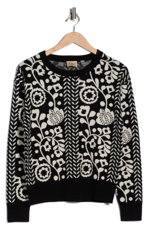 Elie Elie Tahari Floral Jacquard Sweater In Black
