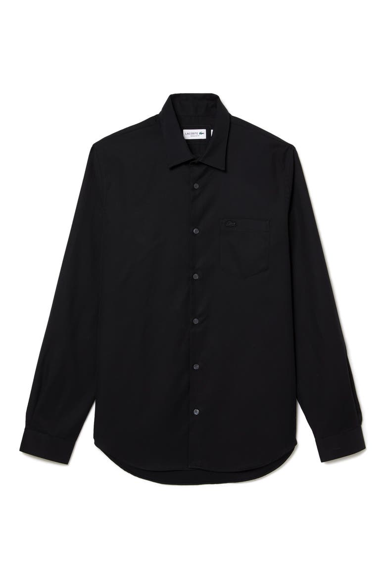 Regular Fit Solid Poplin Button-Up Shirt, Main, color, 031 NOIR