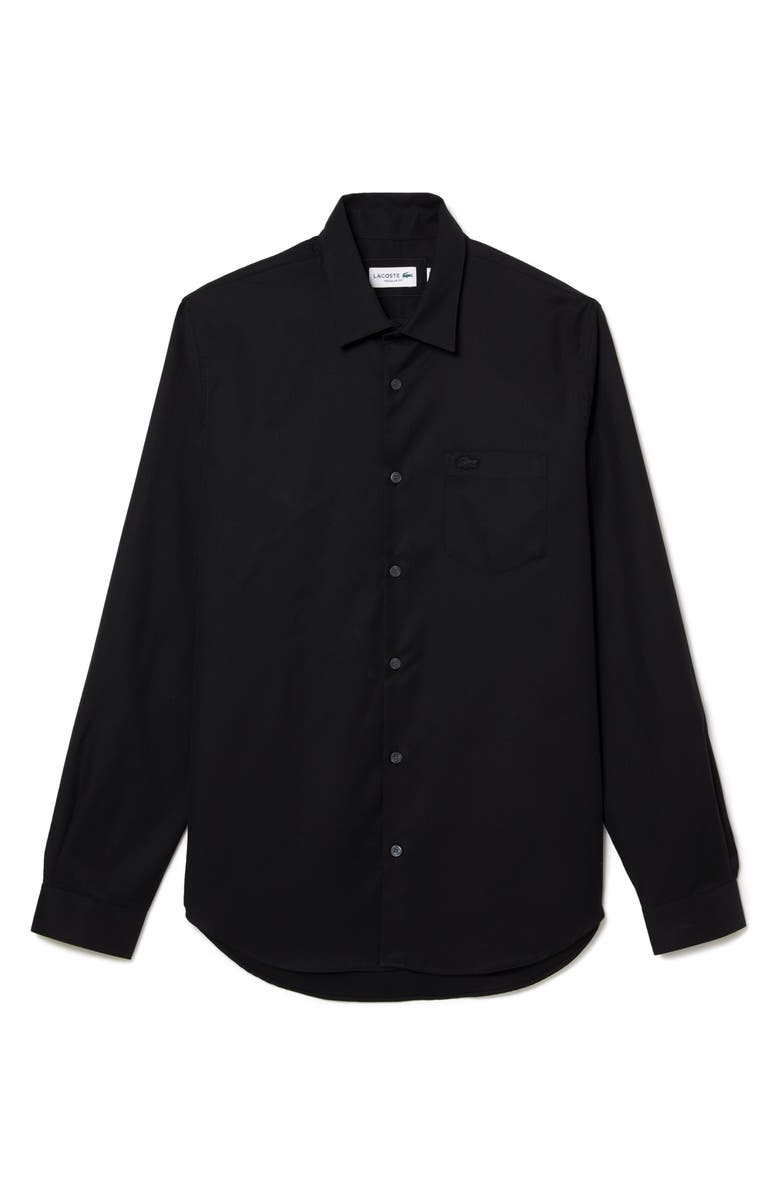 Lacoste Regular Fit Solid Poplin Button-Up Shirt, Main, color, 031 Noir