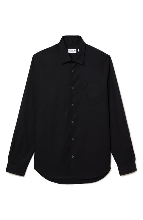 Regular Fit Solid Poplin Button-Up Shirt