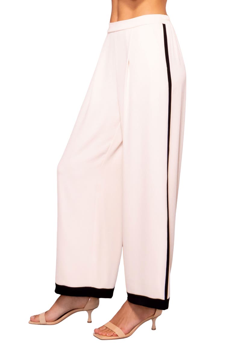 MELLODAY Side Stripe Wide Leg Pants, Alternate, color, Black / Bone