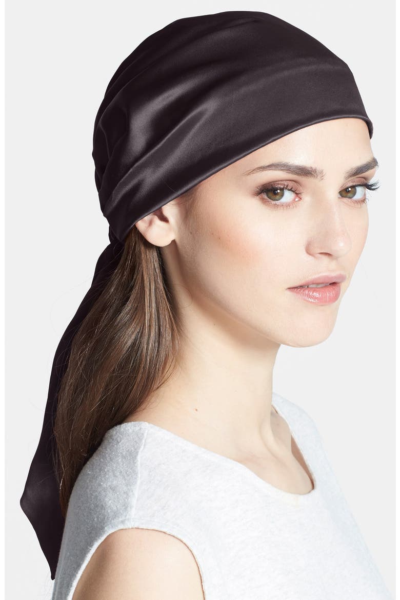 'It's a Wrap' Silk Head Wrap, Main, color, SILK CHARMEUSE GRAPHITE