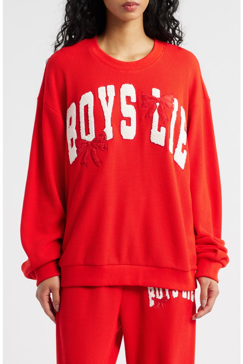 Wrap Me in in a Bow Kara Crewneck Sweatshirt, Main, color, RED