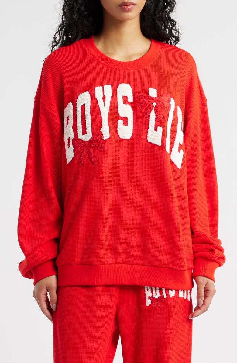 BOYS LIE Wrap Me in in a Bow Kara Crewneck Sweatshirt, Main, color, Red
