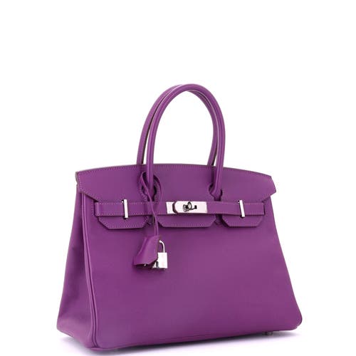 Pre-owned Hermes Hermes Birkin Handbag Purple Epsom With Palladium Hardware 30 In Pink