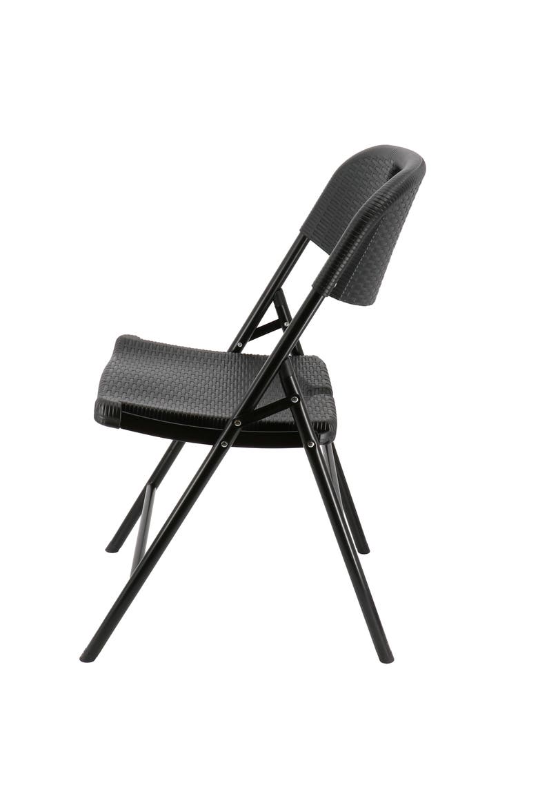 4 Piece Indoor and Outdoor Rattan Folding Chair, Alternate, color, Black