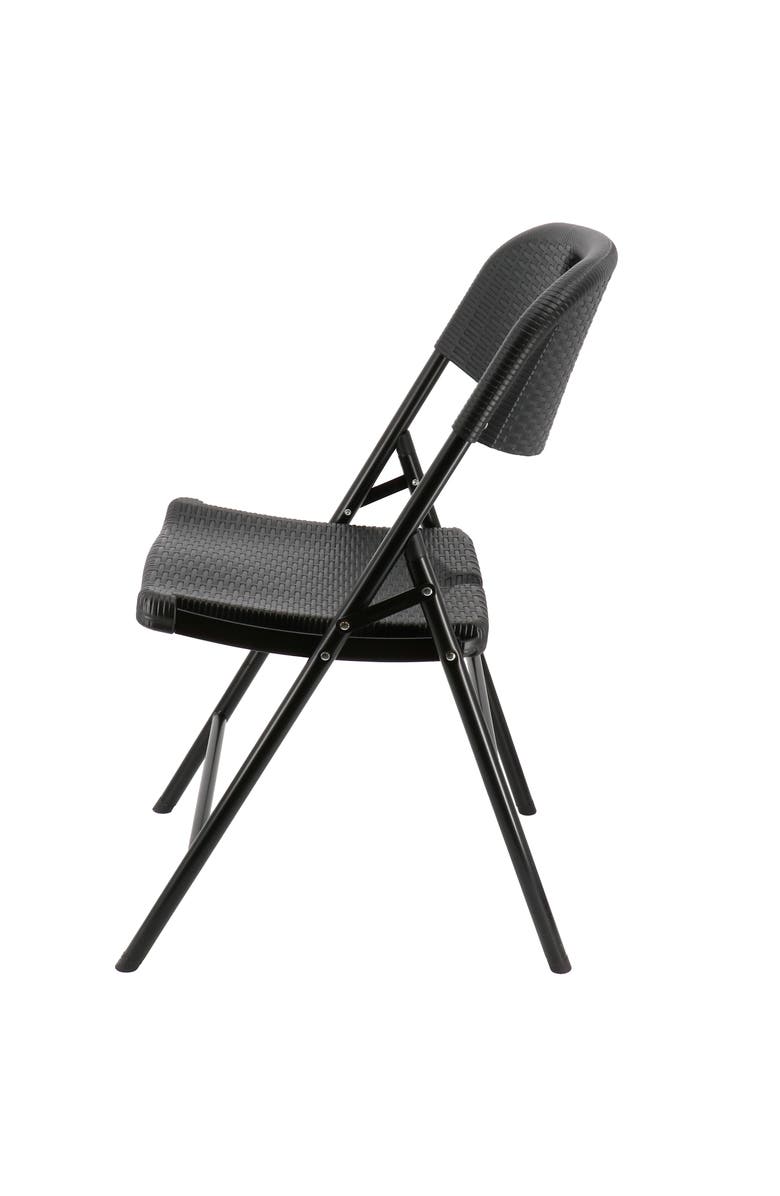 Elama 4 Piece Indoor and Outdoor Rattan Folding Chair, Alternate, color, Black