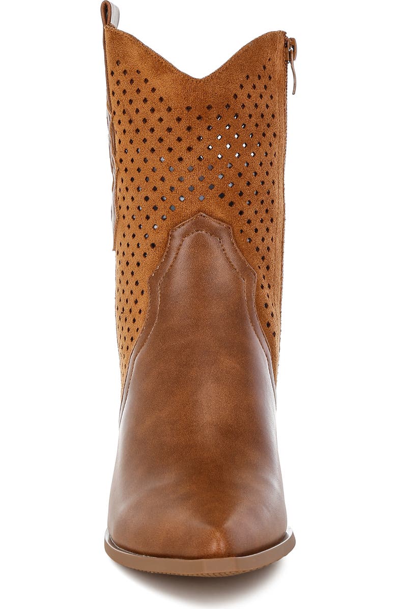 LONDON RAG Lomela Perforated Block Heel Boot, Alternate, color, Tan
