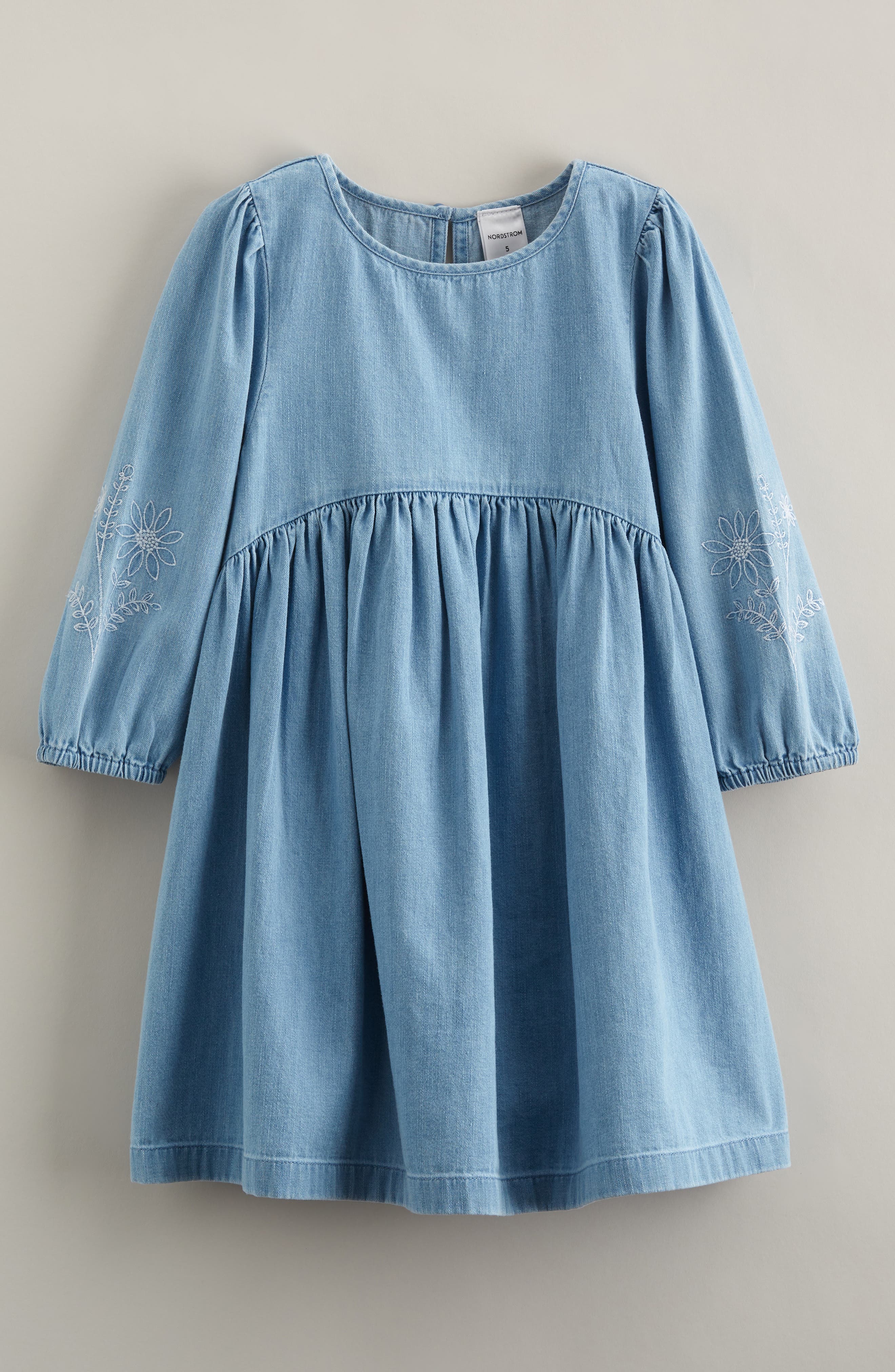 Kids' Embroidered Chambray Dress