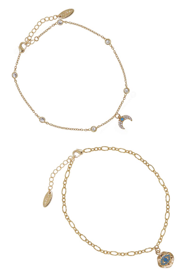 Eye & Horn Anklet Set, Main, color, GOLD