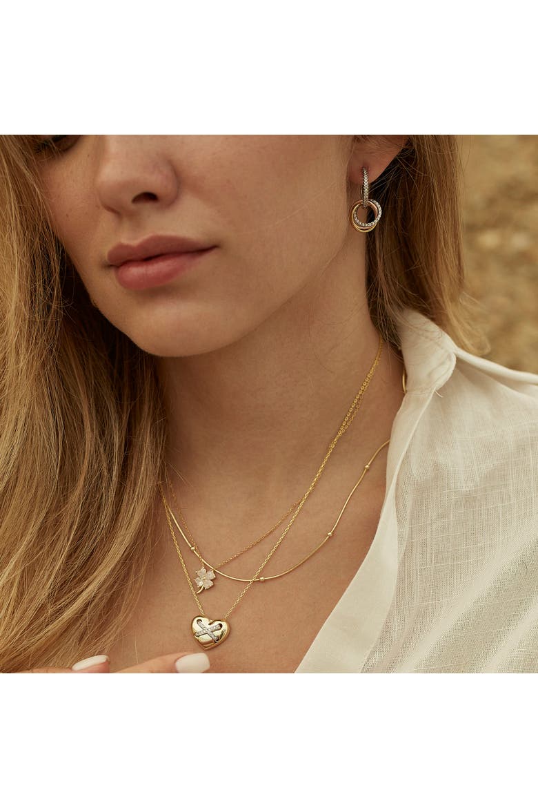 Italian Bead Chain Sterling Silver Satellite Necklace, Alternate, color, Gold