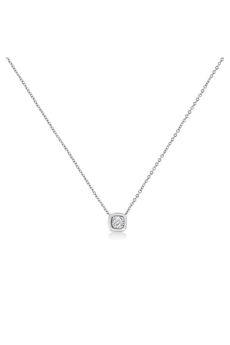 925 Sterling Silver 1/10 ctw Miracle Set Round Diamond Mixed Shape Pendant Necklace, Alternate, color, Cushion Shape