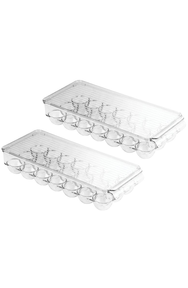 iDesign Plastic Egg Holder - Holds 21 Eggs - Set of 2 - Clear - Made in USA, Main, color, Clear
