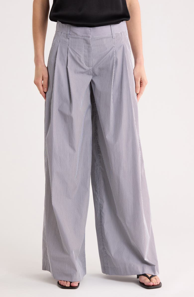 TWP Didi Stripe Wide Leg Pants, Main, color, Midnight / White