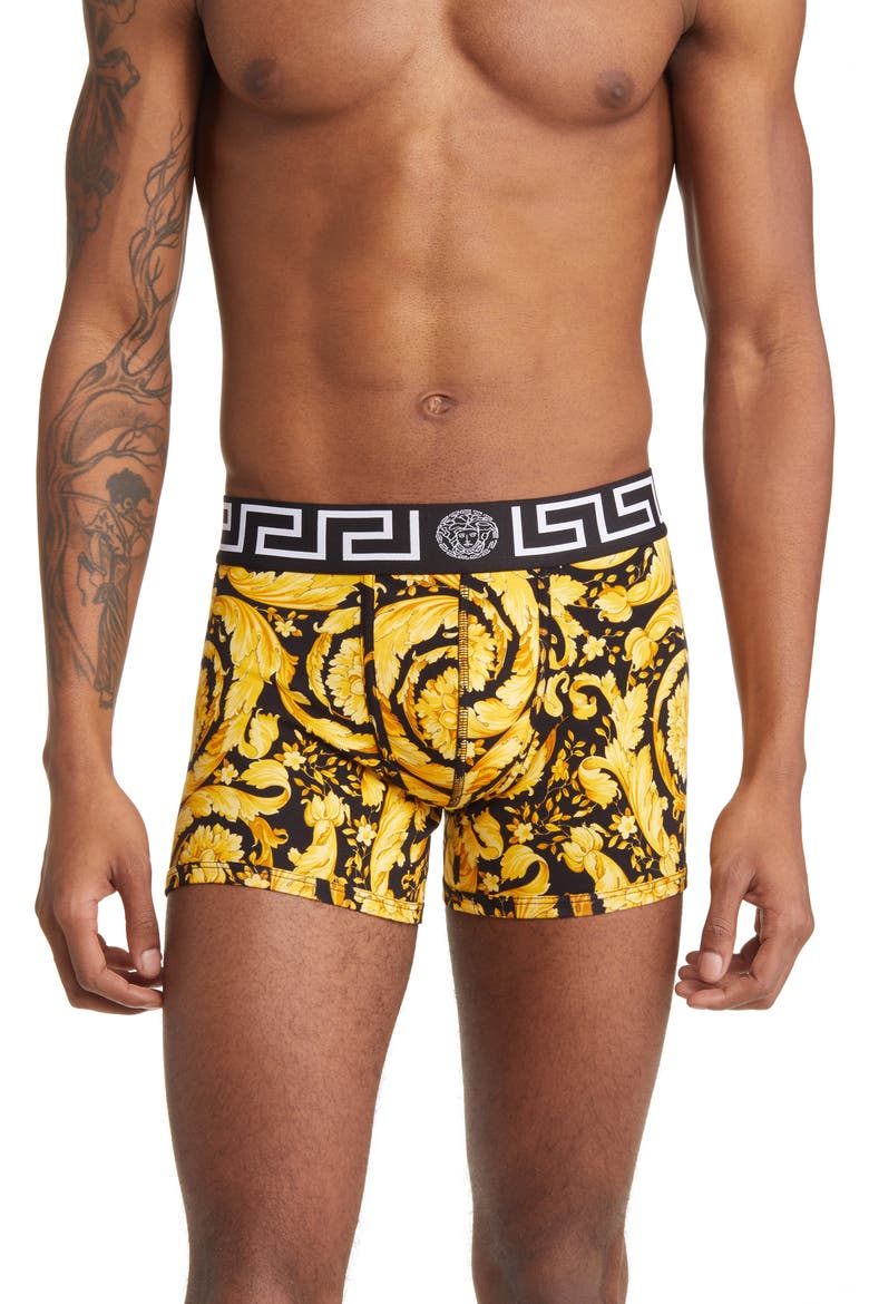 Barocco Boxer Briefs, Main, color, BLACK/ GOLD