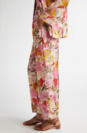 Max Mara Leda Floral Silk Pants | Nordstrom