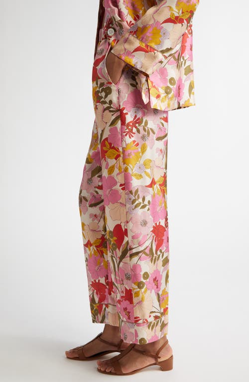 Max Mara Leda Floral Silk Pants In Pink